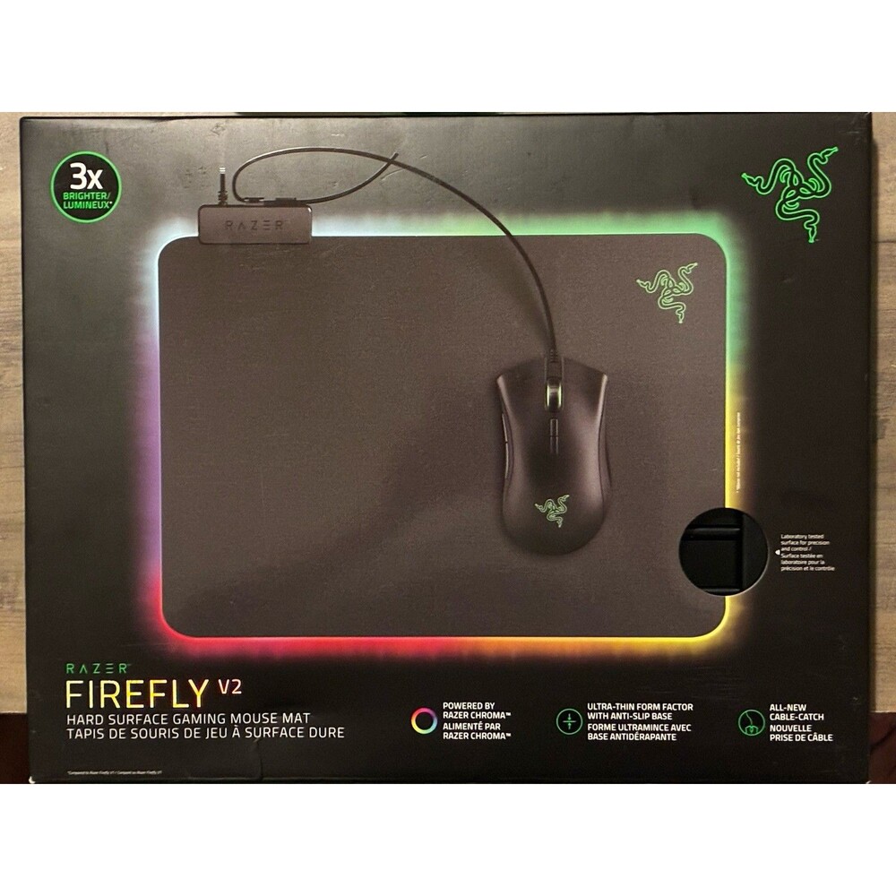 Razer Firefly V2 Gaming Mouse Pad, Hard Surface, Black, Illuminated RGB